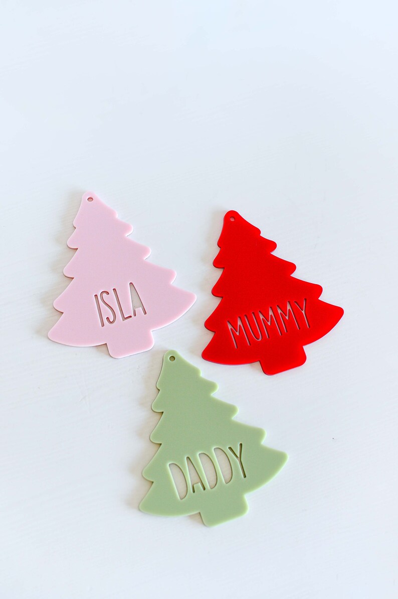 Personalised Christmas Tree Stocking Tag Acrylic Gift Custom Name Tag, Christmas Ornament, Christmas Present image 5