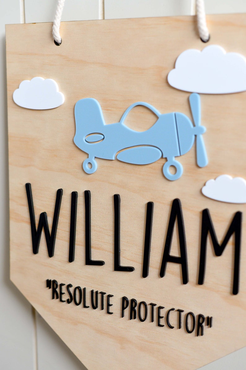 Personalised Boy Name Sign Plaque in Bunting Style With Name Meaning ...