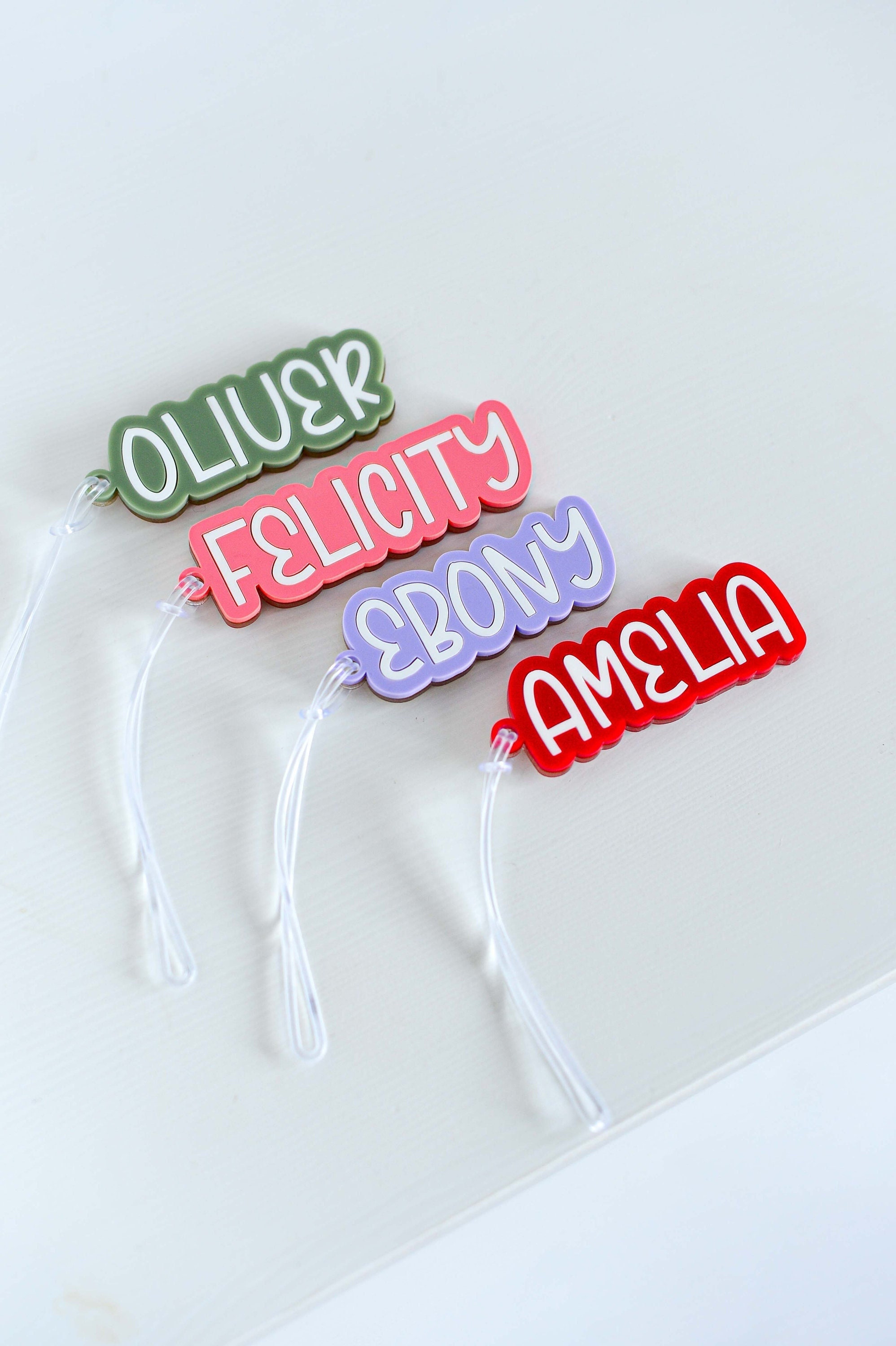 Personalised School Bag Charm Tag - Bubble Name Bag Tag - Acrylic Custom Name Tag - Back to School - Laser Cut