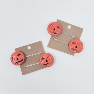 Halloween Pumpkin Metal Hair Clips Set - 2 Pcs