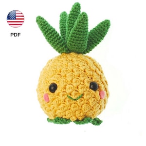 Pineapple crochet pattern, amigurumi pineapple pdf pattern, kawaii pineapple tutorial, cute pineapple toy, pineapple plush (PDF in ENGLISH)