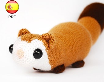 Patrón de amigurumi: hurón de ganchillo achuchable. Patrón de crochet para tejer un adorable hurón de peluche. Muñeco hurón (PDF en ESPAÑOL)
