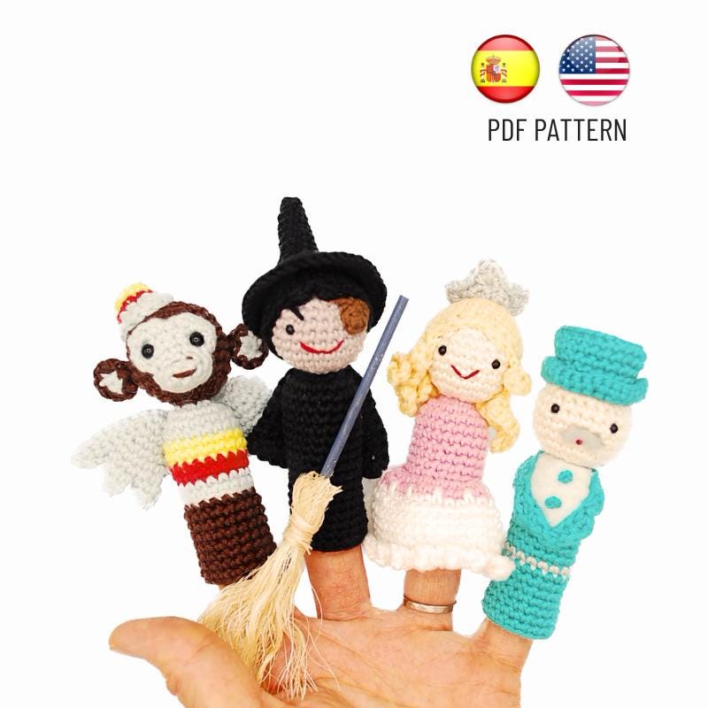The Wizard of Oz Amigurumi Pattern. Crochet Finger Puppets: Glinda ...