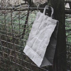 The Market Bag // Grey WAXED Canvas Reusable Shopping Bag with handles, eco-friendly and stylish image 5