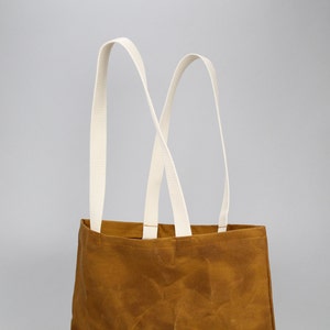 The Standard Tote // Caramel Brown WAXED Canvas Tote Bag image 4