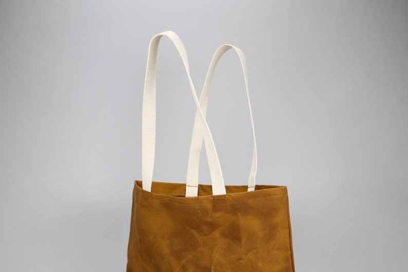 The Standard Tote // Caramel Brown WAXED Canvas Tote Bag image 4