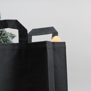 The Market Bag // Black WAXED Canvas Reusable Shopping Bag with handles, eco-friendly and stylish image 1