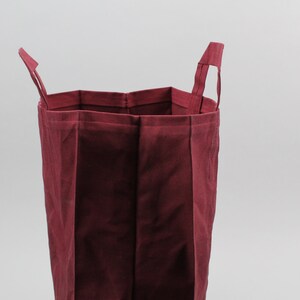 The Market Bag // Burgundy WAXED Canvas Reusable Shopping Bag with handles, eco-friendly and stylish image 4