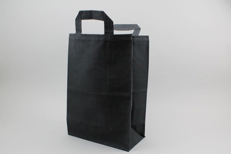The Market Bag // Black WAXED Canvas Reusable Shopping Bag with handles, eco-friendly and stylish image 2