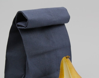 The "Brown" Bag // Navy WAXED Canvas Lunch Bag, an updated, eco-friendly classic