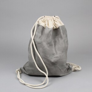 The Daniel Drawstring Backpack // Grey and Natural Waxed - Etsy