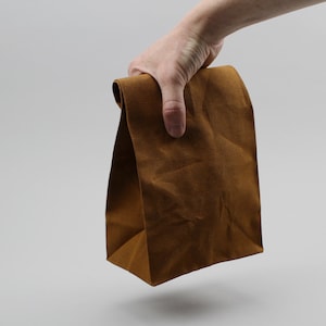 The Brown Bag // Caramel Brown WAXED Canvas Lunch Bag, an updated, eco-friendly classic image 3