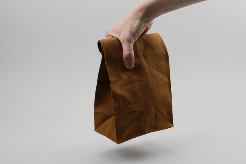 The Brown Bag // Caramel Brown WAXED Canvas Lunch Bag, an updated, eco-friendly classic image 3