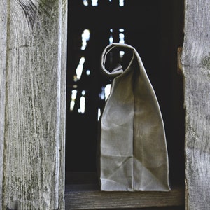 The Market Bag // Grey WAXED Canvas Reusable Shopping Bag with handles, eco-friendly and stylish image 4
