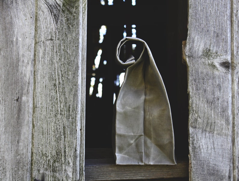 The Market Bag // Grey WAXED Canvas Reusable Shopping Bag with handles, eco-friendly and stylish image 4