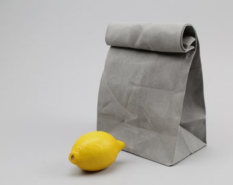 The "Brown" Bag // Grey WAXED Canvas Lunch Bag, an updated, eco-friendly classic