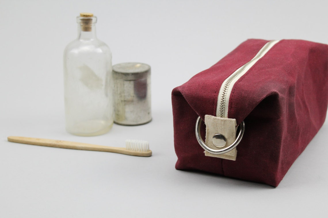 The Jack Dopp Kit // Burgundy Waxed Canvas Expandable Dopp Kit Etsy