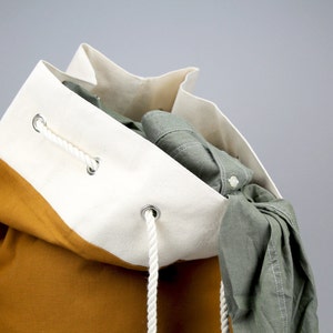 The Arnold Laundry Duffle // Caramel Brown Canvas Laundry or Duffle Bag with Rope Drawstring and Carrying Handle image 5