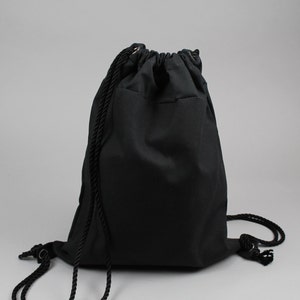 The Daniel Drawstring Backpack // Black Waxed Canvas Backpack/tote With ...