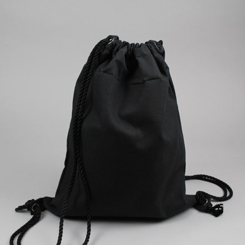 The Daniel Drawstring Backpack // Black Waxed Canvas | Etsy
