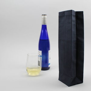 The Connor Wine Bag // Navy Waxed Canvas Wine Tote image 2