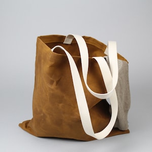 The Standard Tote // Caramel Brown WAXED Canvas Tote Bag image 5