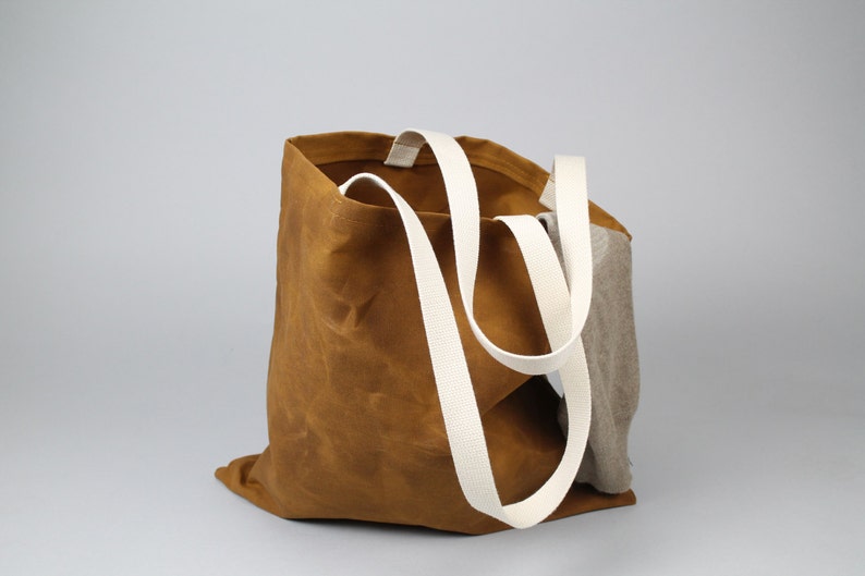 The Standard Tote // Caramel Brown WAXED Canvas Tote Bag image 5