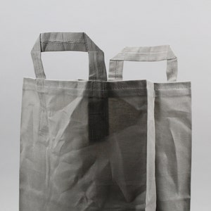 The Market Bag // Grey WAXED Canvas Reusable Shopping Bag with handles, eco-friendly and stylish image 1