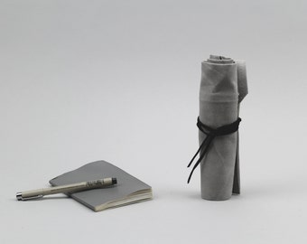 The Max Utility Roll // Grey Pocketed Accessory Roll with Tie Closure