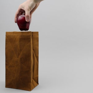 The Brown Bag // Caramel Brown WAXED Canvas Lunch Bag, an updated, eco-friendly classic image 2