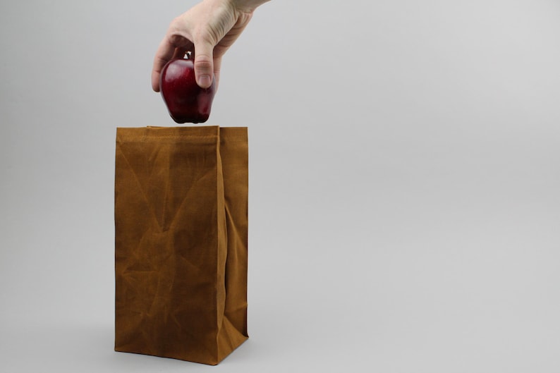 The Brown Bag // Caramel Brown WAXED Canvas Lunch Bag, an updated, eco-friendly classic image 2