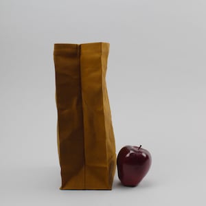 The Brown Bag // Caramel Brown WAXED Canvas Lunch Bag, an updated, eco-friendly classic image 4