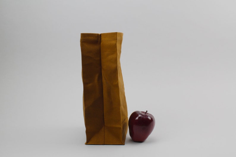 The Brown Bag // Caramel Brown WAXED Canvas Lunch Bag, an updated, eco-friendly classic image 4