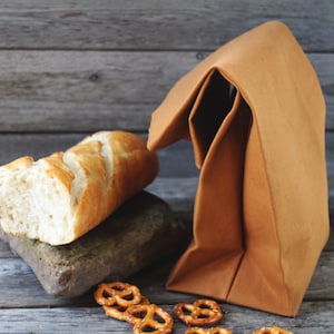 The Brown Bag // Caramel Brown UNWAXED Canvas Lunch Bag, an updated, eco-friendly classic image 5