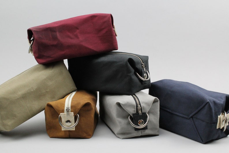The Jack Dopp Kit TRIO // Waxed Canvas Expandable Dopp Kits / Etsy