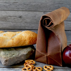 The Brown Bag // Caramel Brown WAXED Canvas Lunch Bag, an updated, eco-friendly classic image 5