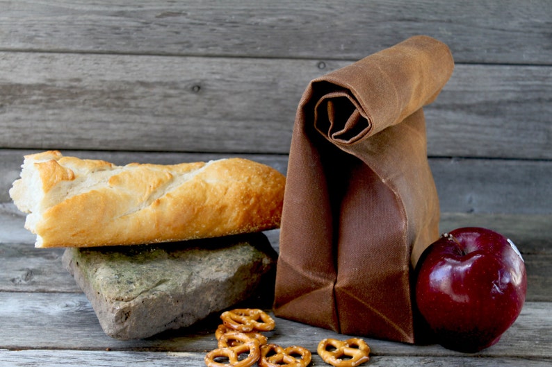 The Brown Bag // Caramel Brown WAXED Canvas Lunch Bag, an updated, eco-friendly classic image 5