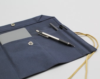 The Max Utility Roll // Navy Pocketed Accessory Roll with Tie Closure