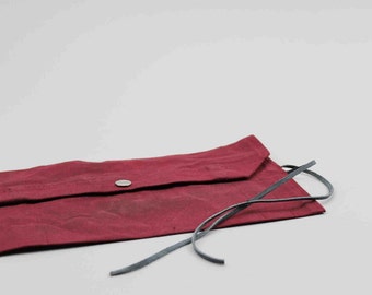 The Max Utility Roll // Burgundy Pocketed Accessory Roll with Tie Closure