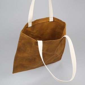 The Standard Tote // Caramel Brown WAXED Canvas Tote Bag image 2