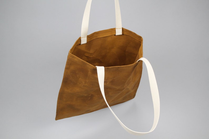 The Standard Tote // Caramel Brown WAXED Canvas Tote Bag image 2