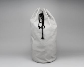 The Arnold Laundry Duffle // Grey Canvas Laundry or Duffle Bag with Rope Drawstring and Carrying Handle