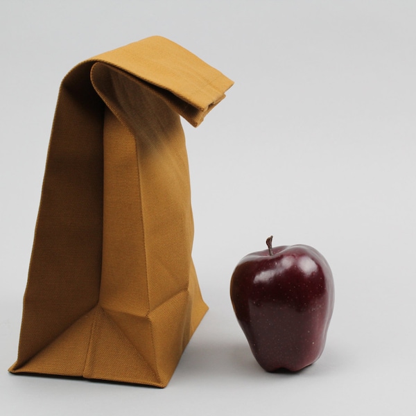 Le sac « marron » // Sac à lunch en toile non cirée marron caramel, un classique revisité et respectueux de l'environnement