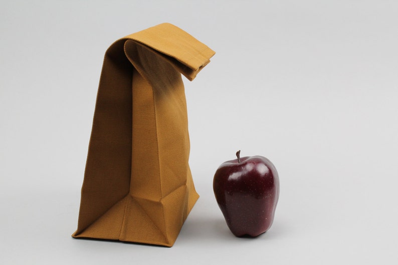 The Brown Bag // Caramel Brown UNWAXED Canvas Lunch Bag, an updated, eco-friendly classic image 1