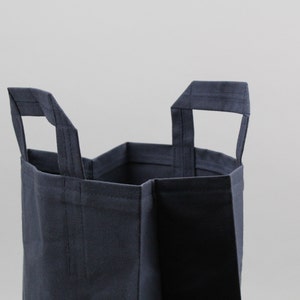 The Market Bag // Navy WAXED Canvas Reusable Shopping Bag with handles, eco-friendly and stylish image 2