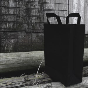 The Market Bag // Black WAXED Canvas Reusable Shopping Bag with handles, eco-friendly and stylish image 5