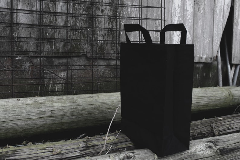 The Market Bag // Black WAXED Canvas Reusable Shopping Bag with handles, eco-friendly and stylish image 5