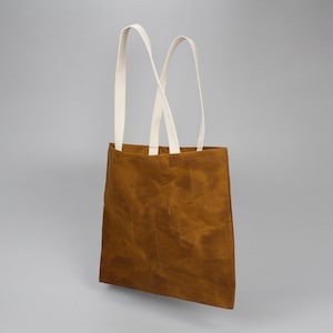 The Standard Tote // Caramel Brown WAXED Canvas Tote Bag image 3