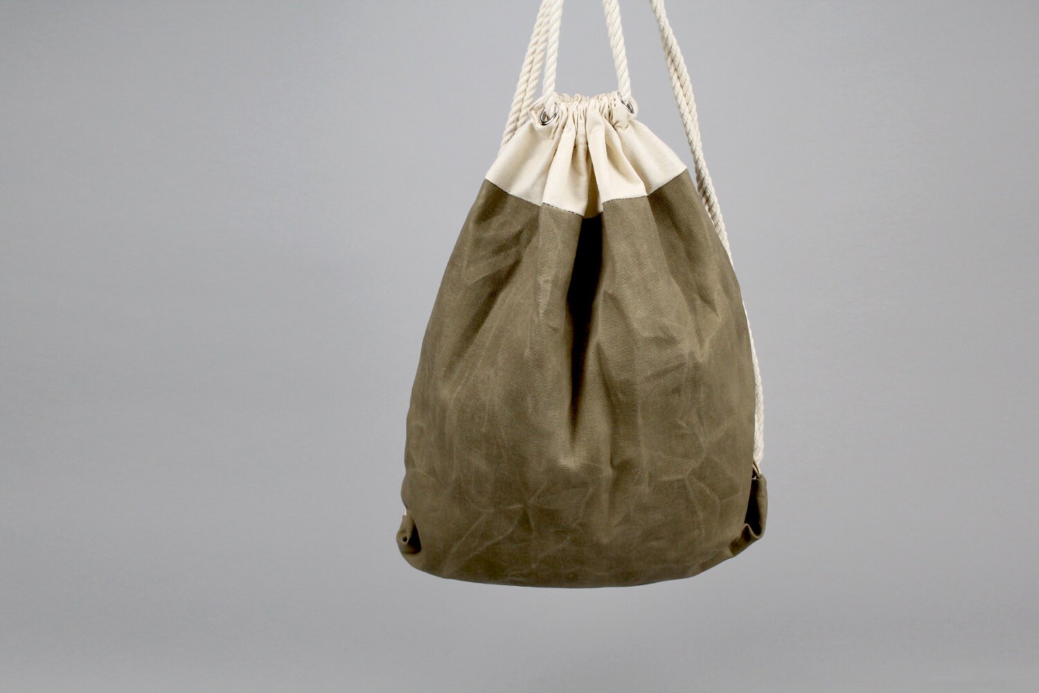 waxed canvas drawstring bag