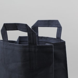 The Market Bag // Navy WAXED Canvas Reusable Shopping Bag with handles, eco-friendly and stylish image 1